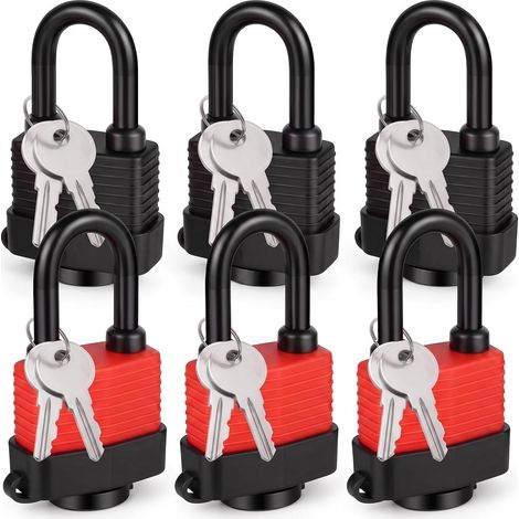 Cadenas en laiton avec gaine en plastique imperméable, clé, étanche, résistant aux intempéries, cadenas avec la même clé, pour l'extérieur, la clôture de garage (6) (1/5)
