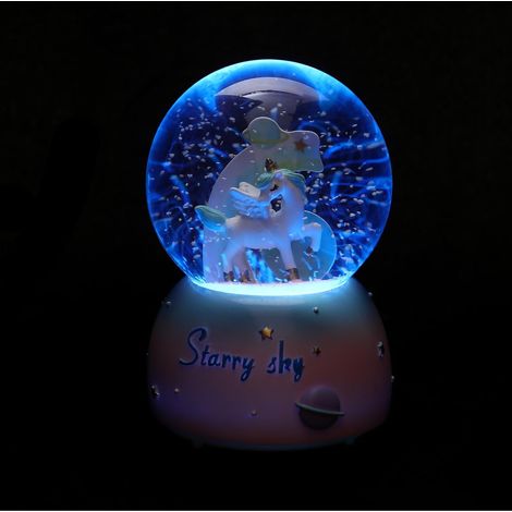 Boîte à Musique Boule de Cristal Lumière de Nuit et Décoration en Résine et Verre, Ornement Élégant pour Bureau ou Magasin, Présent
