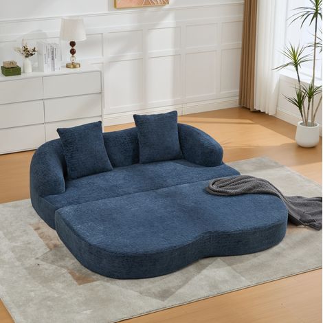 2-Sitzer-Schlafsofa aus Chenille, 157 x 84 x 65 cm, ohne Montage, Marineblau OKMYHOME (1/5)