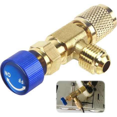 Adaptateur de Valve de Réfrigérant, Soupape de Sécurité Liquide Adaptateur, 5/16" - 1/4" Soupape de Sécurité pour Climatisation - Régulation Précise du Réfrigérant, Préservez votre Climatisation (1/5)