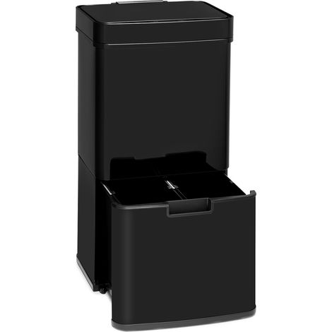 Touchless Black Stainless Steel Müllsammler Sensor 72L 4 Behälter ABS / PP / Edelstahl schwarz (1/5)