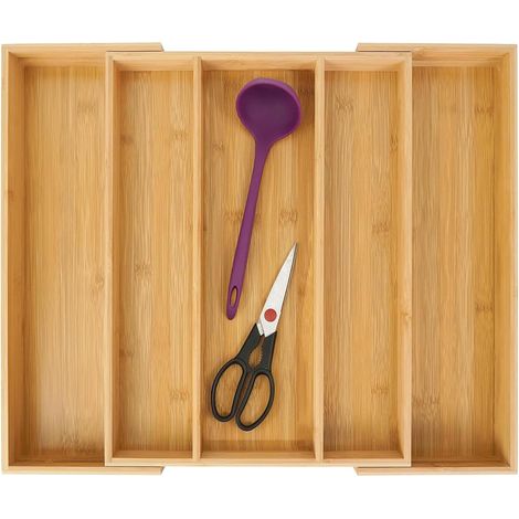 Large Expandable Bamboo Cutlery Rack for Kitchen Drawers (1/5)