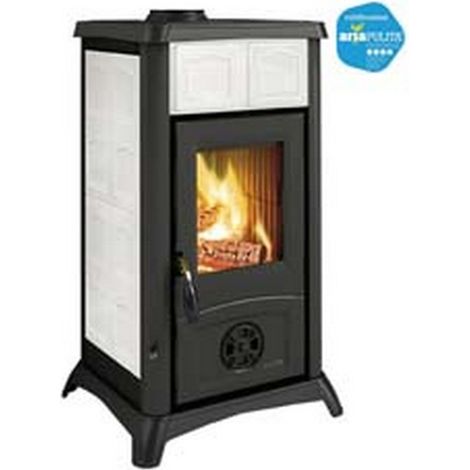 1PZ STUFA A LEGNA GEMMA ELEGANCE 6 KW BIANCO INFINITY - misure cm.46x49,5x84h. - peso kg.85