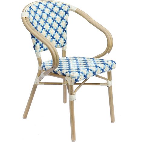 Oviala – Fauteuil de jardin empilable en aluminium et rotin tressé – Résistant aux intempéries – Accoudoirs confortables – Dimensions 82x60x57cm