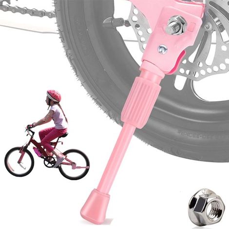 Béquille de vélo 35,5 cm (14 pouces) - Béquille latérale pour vélo enfant - Pieds antidérapants pour une installation facile sur vélos et draisiennes enfants - Rose (1/5)