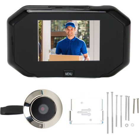 Sonnette vidéo 3.5 pouces avec écran couleur, photos et vidéos HD, protection IP55, viseur numérique intelligent pour maison. (1/5)