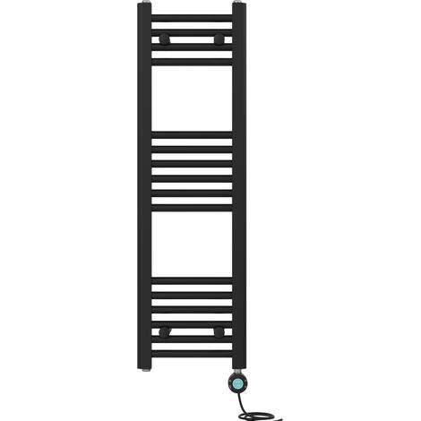 Pre-filled Bathroom Straight Electric Heated Towel Rail Radiator Thermostatic 1000x300mm Black (1/5)