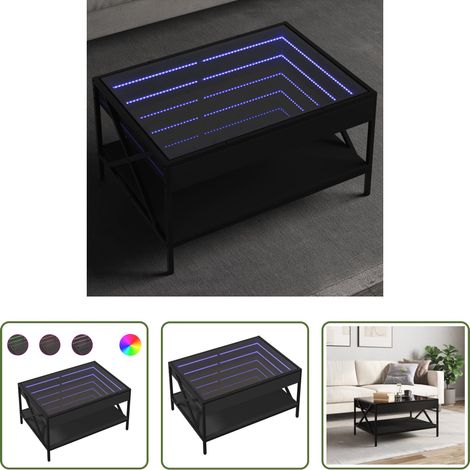 LED Beleuchtung - Couchtisch mit Infinity-LED Schwarz 70x50x38 cm (1/5)