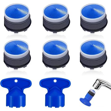 6-facher Wasserhahn-Luftsprudler, M18,5 Wasserhahnfilter, Durchflussregler, Wasserhahn-Luftsprudler mit 2 Mischdüsenschlüsseln, für Küchenfiltration und Wasserenthärtung. (1/5)