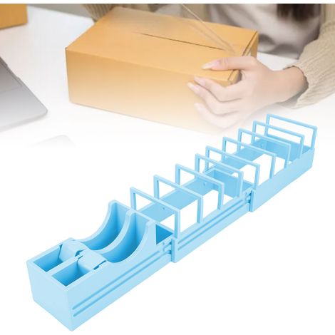 Distributeur de ruban adhésif de bureau avec 2 rouleaux, distribution rapide, porte-ruban extensible et coupe-ruban pour loisirs créatifs et emballage (bleu). (1/5)