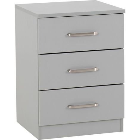 Dakota 3 Drawer Bedside - L36 x W40 x H55.5 cm - Light Grey