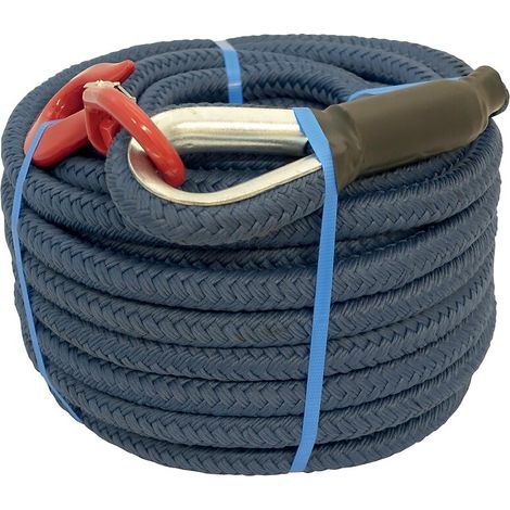 Corde à poulie en polypropylène texturé. D 22mm. souple et légère. imputrescible. avec crochet à émerillon longueur 25m - CORDERIE MESNARD SAS