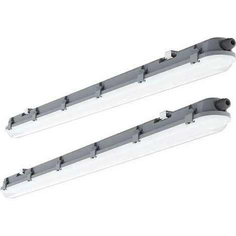 LED Feuchtraumleuchte kaltweiß LED Werkstatt Deckenleuchte 60 cm, Reihenschaltung Röhre IP65, 1x LED 18W 2160lm 6400K, Keller Garage. 2er Set
