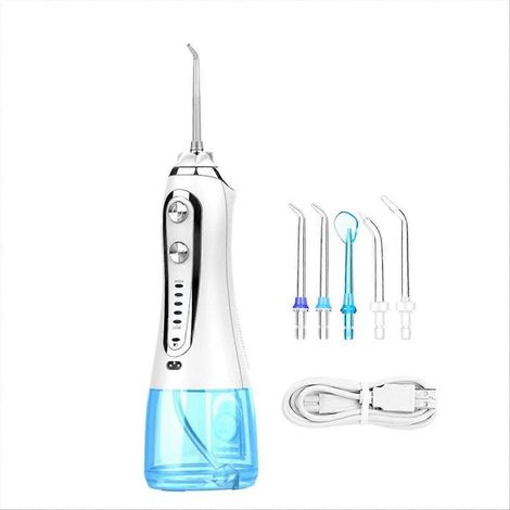 Munddusche mit 5 Modi, USB-aufladbar, 300 ml tragbarer Wasserstrahl, Zahnreiniger (1/5)