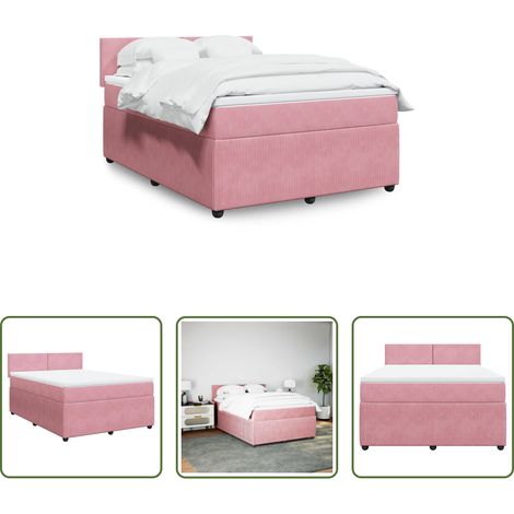 Matelas à ressorts ensachés - Sommier à lattes de lit avec matelas Rose 140x190 cm Velours (1/5)