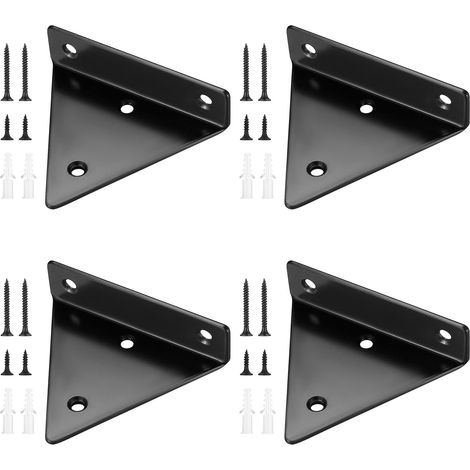 4 Pièces Supports d'étagère Flottants, Supports à Tablettes Muraux Triangulaires Invisibles, Equerre Etagere Murale Métal pour étagère