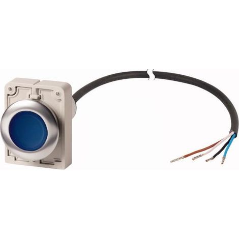 Bouton-poussoir lumineux RMQ Compact Flat à accrochage 1 N/O bleu 24 V AC/DC cable (noire) ext EATON C30C-FDRL-B-K10-24-P62