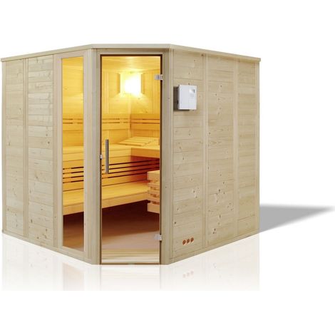 Infraworld Urban 228 Ecke Saunakabine Massivholzsauna aus Fichte 228x209x200 cm Infraworld Sauna Urban Ecke 228 OHNE Saunaofen und Steuerung (1/5)