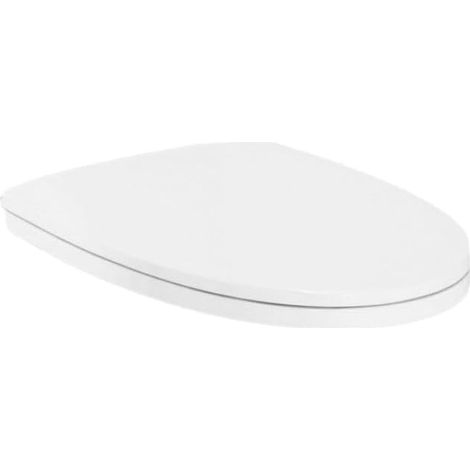 Abattant WC avec couvercle et siège fixe - Forme ovale - Chute libre - Kit de fixation inclus - Charnières chromées - Nettoyage facile - Couleur blanc (1/5)