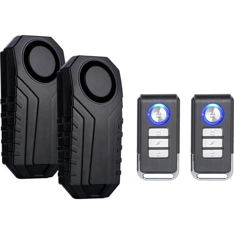 2 Set sans Fil Vélo Antivol Alarme Sécurité Vibration Capteur de Mouvement avec Télécommande pour Vélo Moto Véhicule Scooter 113dB IP55 Étanche