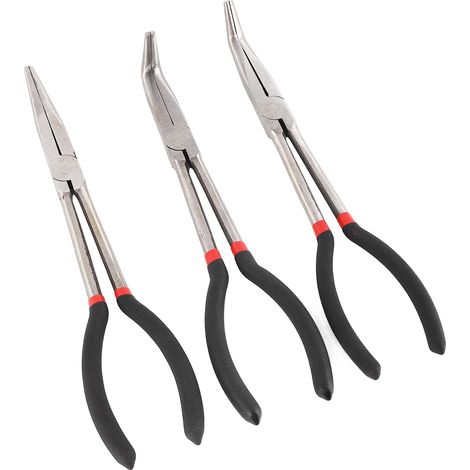 3 Pièces Pinces Longues Aiguille 11 Pouces Acier Inoxydable Droit 45° 90° (1/5)
