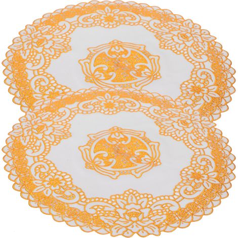 2 Pièces Sous-verres 30x30 cm Dorés pour Mariage et Réceptions, Style Élégant (1/5)