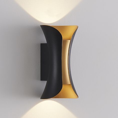 LED-Wandbeleuchtung schwarz innen gold IP54 - Foria