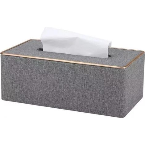 Boîte à mouchoirs (25×14×9,5 cm) Boîte à mouchoirs haut de gamme en cuir PU imperméable, boîte à mouchoirs cosmétique avec fermeture magnétique (grise) (1/5)
