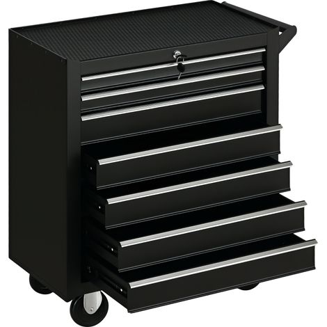 Werkzeugwagen, 2 kleine & 5 große Schubladen, Acier, jusqu'à 150 kg, 69 x 33 x 75 cm, Rot (1/5)