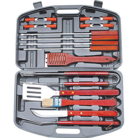Setzen Sie 18 Zubehör für Gas- und Kohlegrill in Koch 20 Aluminium Aktentasche (1/2)