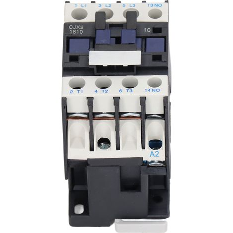 Contacteur électrique 220V 18A CJX2-1810, normalement ouvert, alliage argenté, vis M5, pour tableau électrique et moteur (1/5)