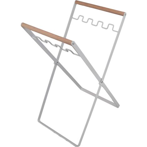 Support de sacs poubelle en fer, pliable, pour l'extérieur et le camping, blanc (1/5)