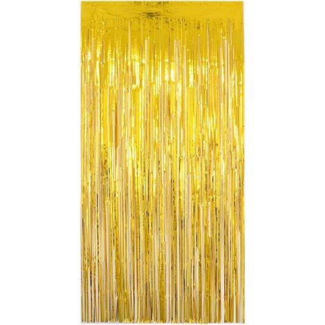 Rideaux à franges métallisés - - Feuille d'or - 3 m x 1 m - Adhésif double face - Réutilisable (1/5)