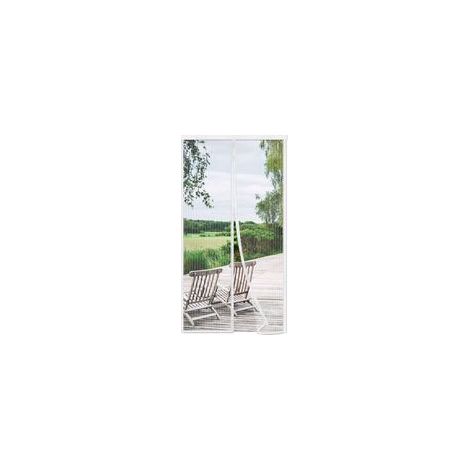 Moustiquaire Porte Fenetre 80x210cm, Blanc Rideau Moustiquaire Porte Aimantée, Respirantes, Maille Ultra Fine, Anti-moustiques pour Salon, Fermeture Automatique, avec Bande Adhésive