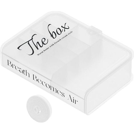 Boîte de rangement de bureau transparente en plastique, motif livre, idéale pour ranger câbles et écouteurs. (1/5)