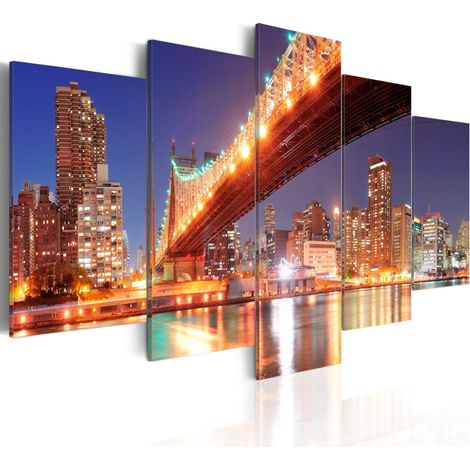 Tableau Imprimé "New York Aux Reflets Dorés" 50 x 100 cm (1/2)
