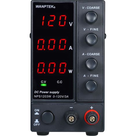 Wanptek NPS1203W 0-120V 0-3A Switching DC Power Supply 3-Digit LED Display High-Precision Adjustable Mini Power Supply AC 115V/230V 50/60Hz Dual Voltage and Current Regulated Output (1/5)