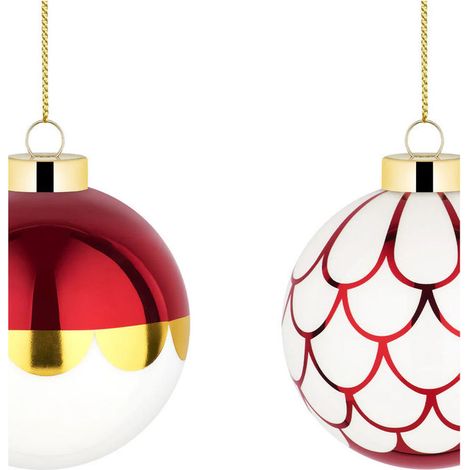 Alessi Delight Set 2 Palline per Albero di Natale in Vetro Soffiato Rosso NZ04SET3