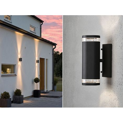 2er-Set Aluminium Up-Down Wandleuchte MODENA schwarz, GU10, Höhe 23,5 cm, IP44 (1/5)