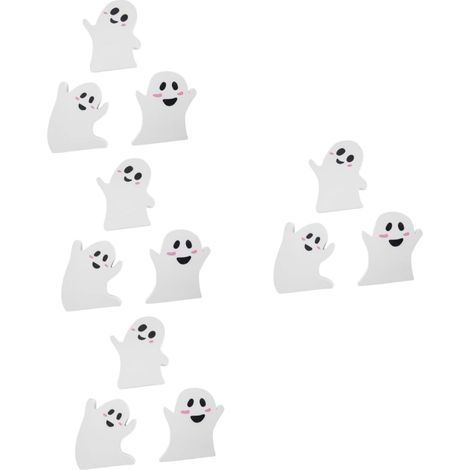 4 Ensembles Ornements De Planche en Bois Fantôme Halloween Decoration De Table Decoration Halloween Table Signe d'halloween Décor Fantôme Décor Effrayant Blanche 3 Pièces 4 (1/5)