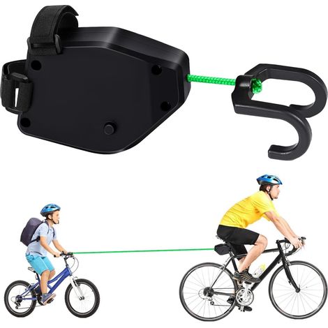 Corde de Remorquage pour Vélo, Barre Traction Velo Enfant, Câble de Traction Jusqu’à 90 kg en Nylon Elastique, Système de Remorquage Vélo Rétractable pour Vélo de Route et Accessoire de Cyclisme 2.5M (1/5)