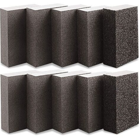 10 pezzi di spugna abrasiva e blocco abrasivo, grana 600-800, spugna abrasiva, blocchi abrasivi, 70 x 100 x 25 mm, uso a umido e a secco per legno, metallo, vernice, lavabili e riutilizzabili