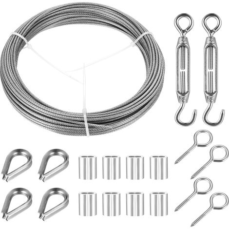 Steel Cable Kit 2 mm x 15 m, Stainless Steel Cable, Wire for Table Wire with Tensioner Wire Tensioner, for Hanging Light Pictures, Garden Fence (1/5)