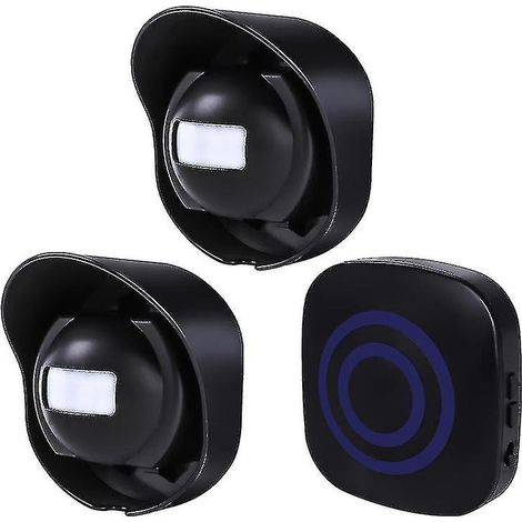 Alarme sans fil multifonctionnelle pour allée, étanche, avec détecteur de mouvement extérieur. 1 récepteur et 2 émetteurs. 38 sonneries. Portée de transmission : 200 m. (1/2)