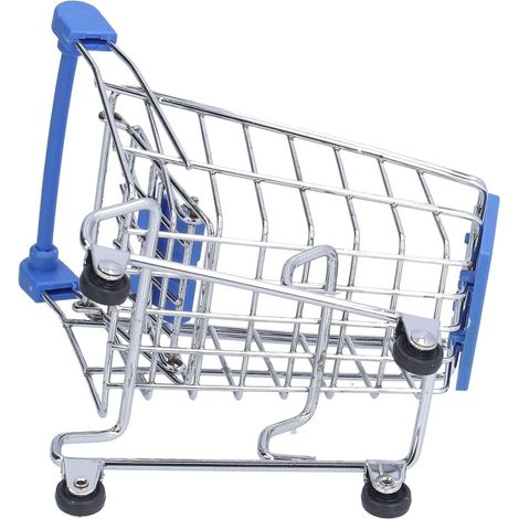 Mini Chariot à Main de supermarché Bleu, Exquis, Large Application, Robuste et Durable, Mini Panier de Courses, Cuisine à Domicile, Bureau (1/5)