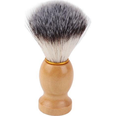 Hommes barbe blaireau Salon de coiffure nettoyage du visage appareil de toilettage outil de rasage avec manche en bois (1/5)
