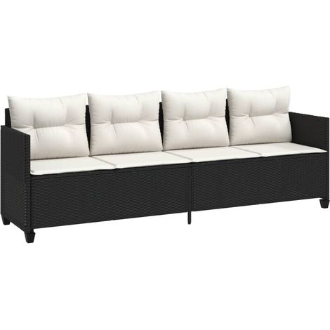 Maison Exclusive - Lettino Prendisole con Cuscini Nero in Polyrattan