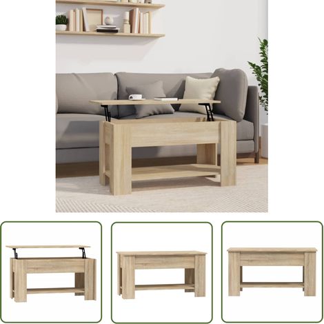 Table basse Chêne sonoma 101x49x52 Bois d'ingénierie 2 (1/5)