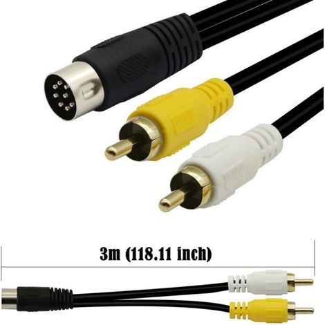 Câble Audio Din 8 Broches - OFC - Blindage Spiralé - Compatible Appareils MIDI Stéréo Européens - 1 Pièce (1/4)