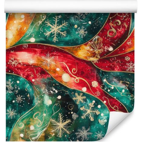 Papel pintado Sea Ink, rojo y verde para salón y dormitorio, 50x1000 cm. (1/5)